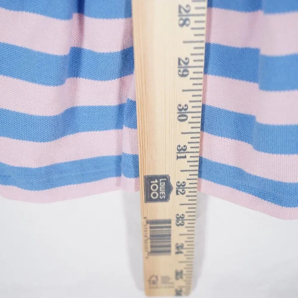 NWT Polo Ralph Lauren Girls Sleeveless Striped Dress Blue Pink Ruffle Large